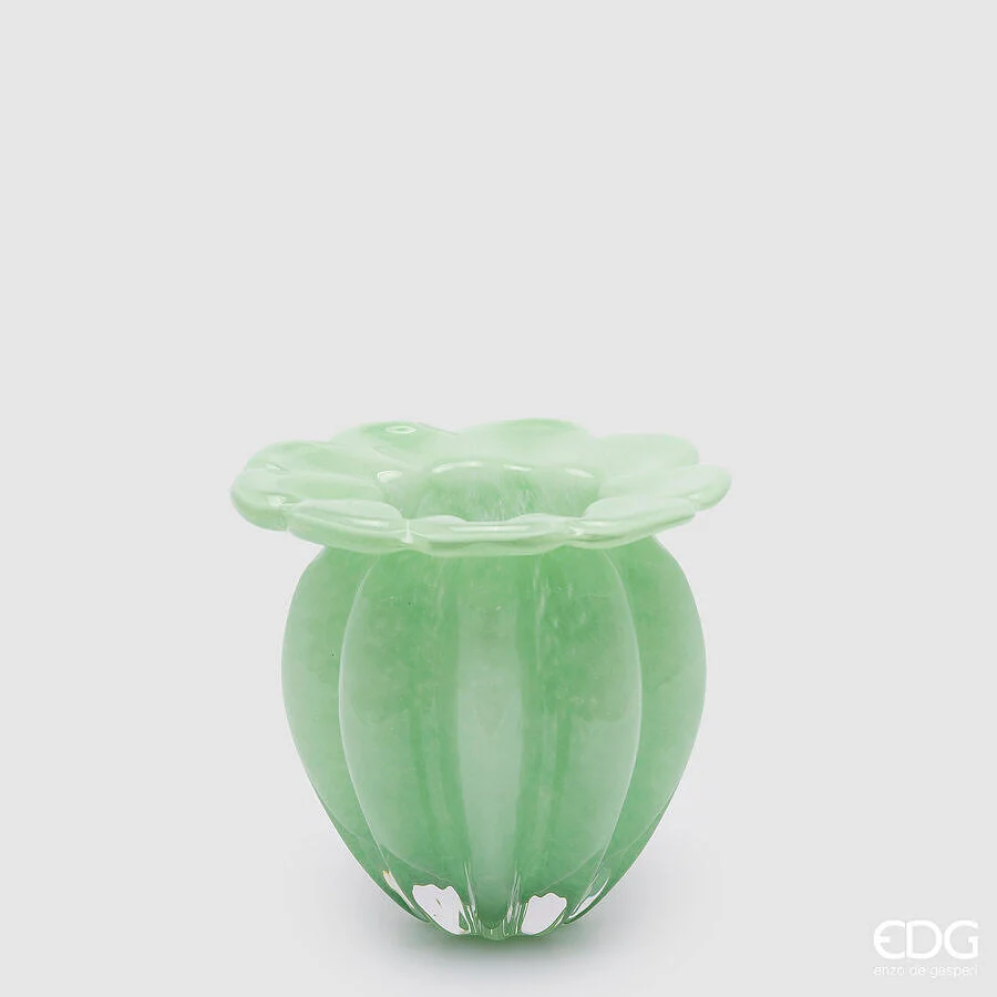 EDG Enzo De Gasperi Vaso Blossom H 17,5 Cm D 21 Cm Vetro Light Green
