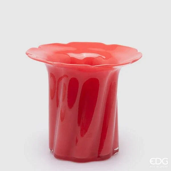 EDG Enzo De Gasperi Vaso Blossom H 23 Cm D 26 Cm Vetro Red