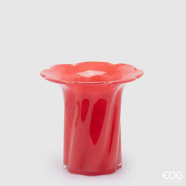 EDG Enzo De Gasperi Vaso Blossom H 20 Cm D 21 Cm Vetro Red
