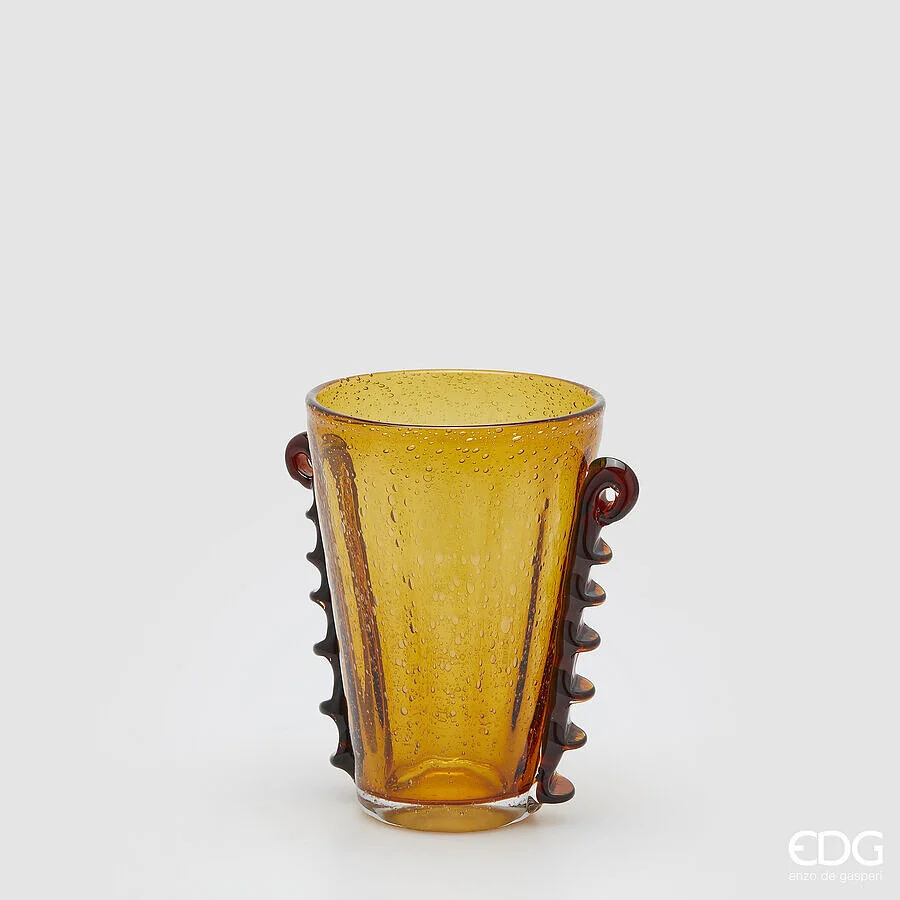 EDG Enzo De Gasperi Vaso Corinto Svasato H 24 Cm L 23 Cm L 17 Cm Vetro Amber