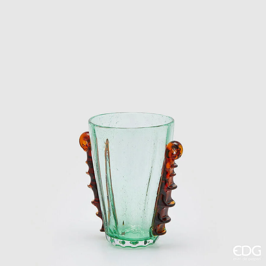 EDG Enzo De Gasperi Vaso Corinto Svasato H 24 Cm L 23 Cm L 17 Cm Vetro Green