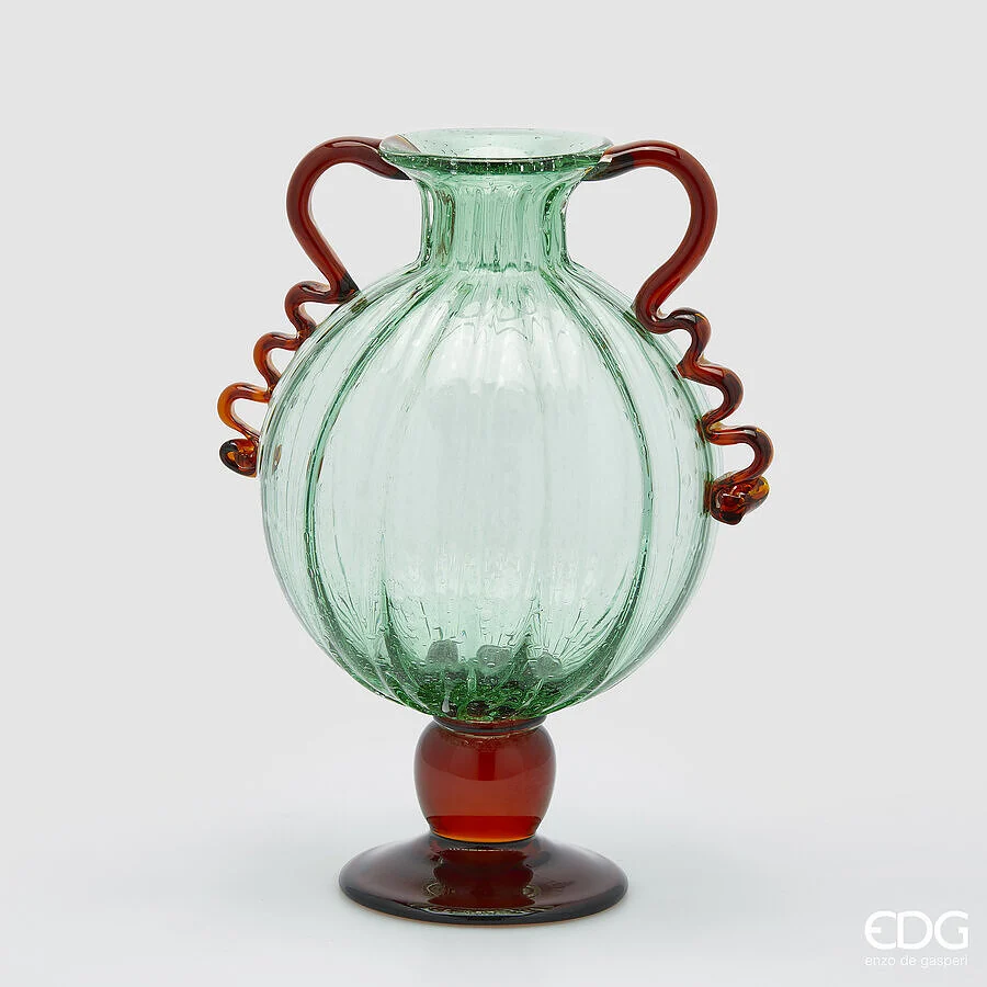 EDG Enzo De Gasperi Vaso Corinto Sfera H 42 Cm L 31 Cm L 25 Cm Vetro Green