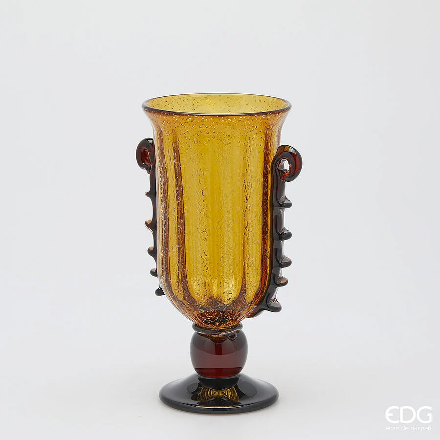 EDG Enzo De Gasperi Vaso Corinto Coppa H 35 Cm L 22,5 Cm L 18 Cm Vetro Amber