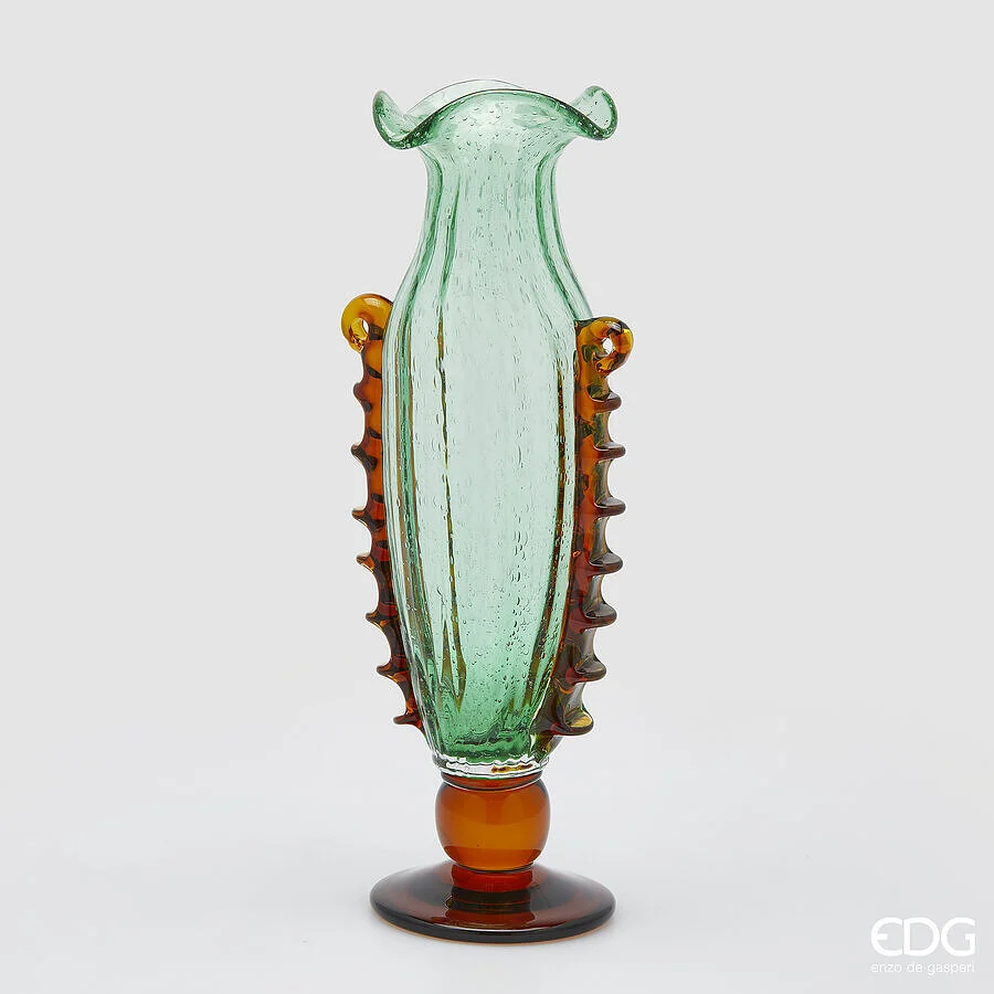EDG Enzo De Gasperi Vaso Corinto Coppa H 50 Cm L 20 Cm L 14 Cm Vetro Green