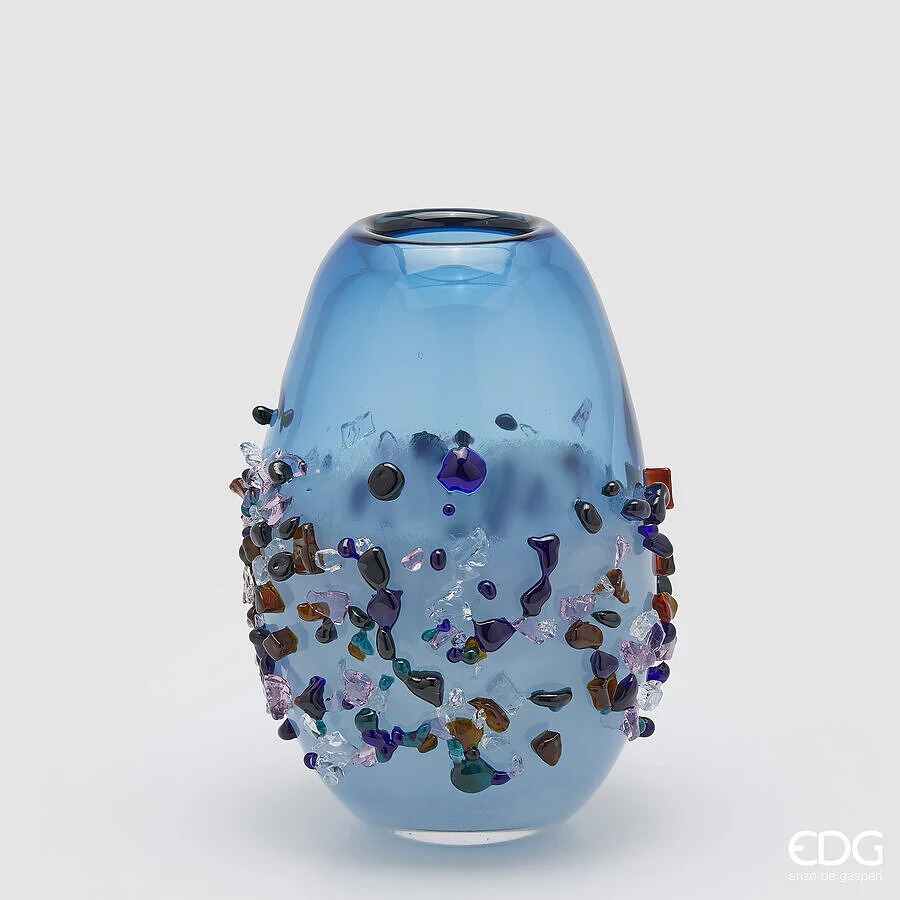 EDG Enzo De Gasperi Vaso Gemme Ovale H 29 Cm L 21 Cm L 17 Cm Vetro Light Blue