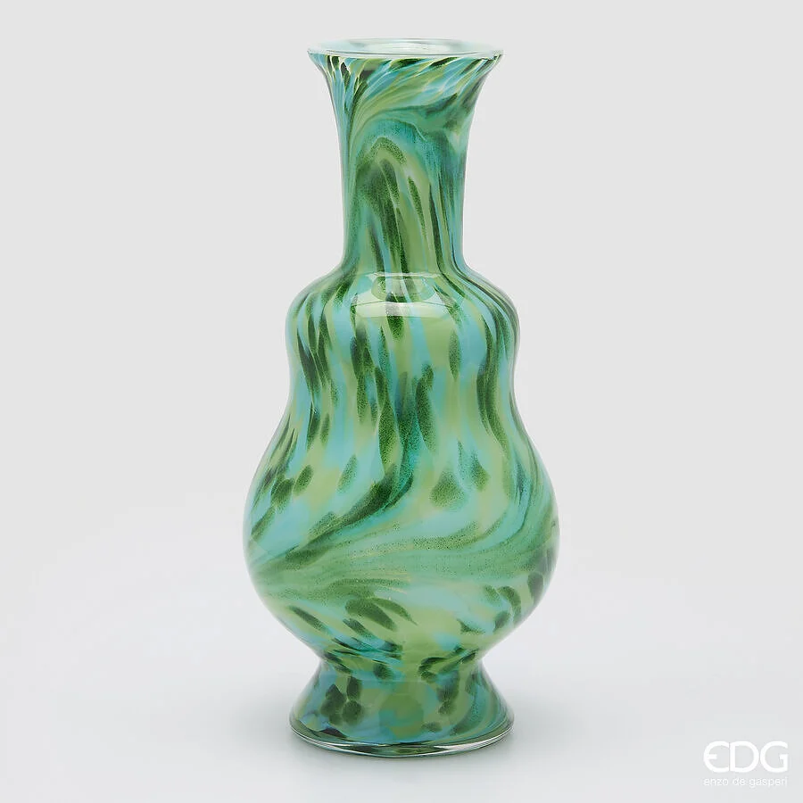 EDG Enzo De Gasperi Vaso Macula Bottiglia H 46,5 Cm D 21,5 Cm Vetro Green