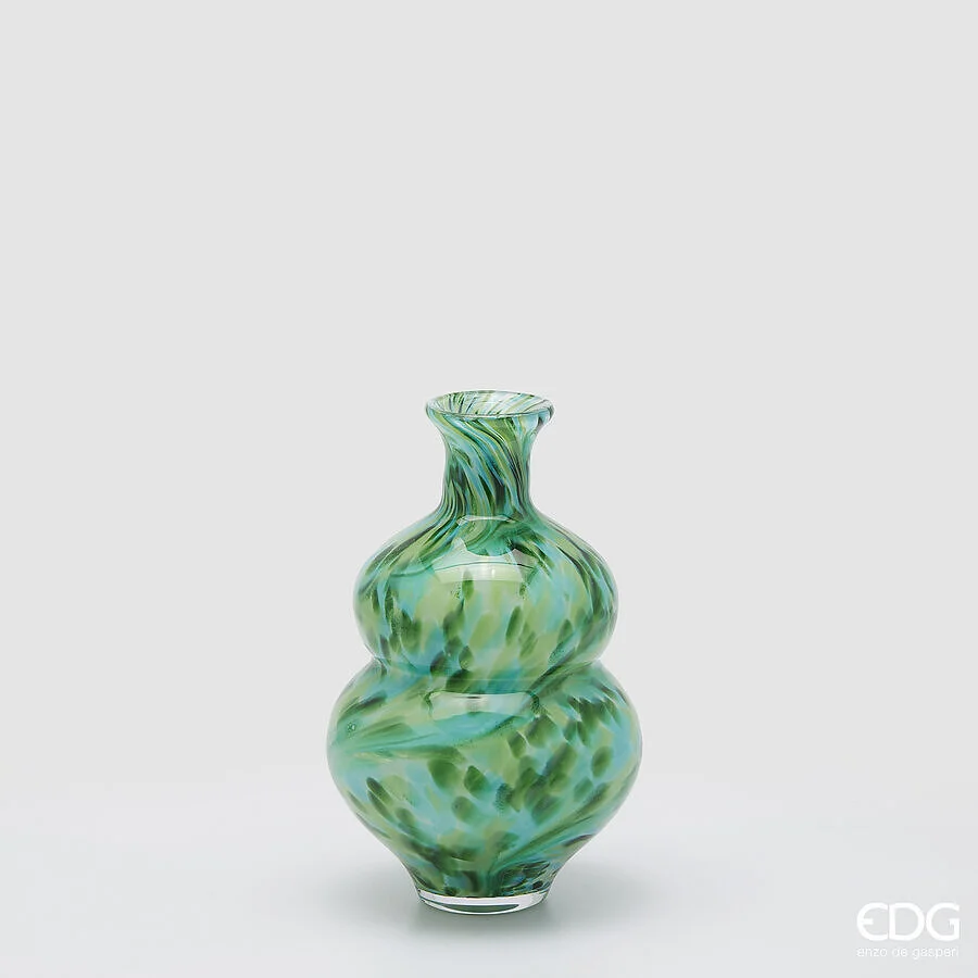 EDG Enzo De Gasperi Vaso Macula Bottiglia H 27 Cm D 18 Cm Vetro Green
