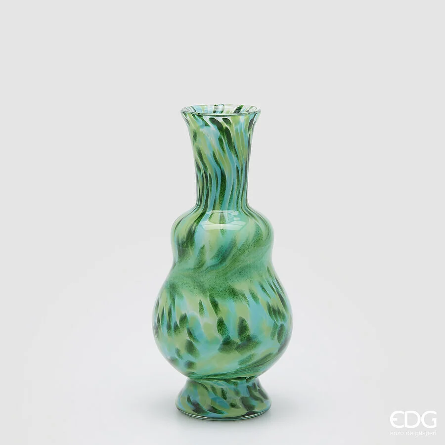 EDG Enzo De Gasperi Vaso Macula Bottiglia H 37 Cm D 17,5 Cm Vetro Green