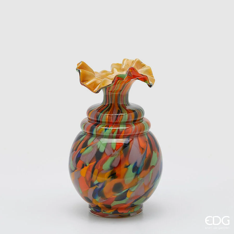 EDG Enzo De Gasperi Vaso Macula Bottiglia H 31 Cm D 19 Cm Vetro Orange Mix