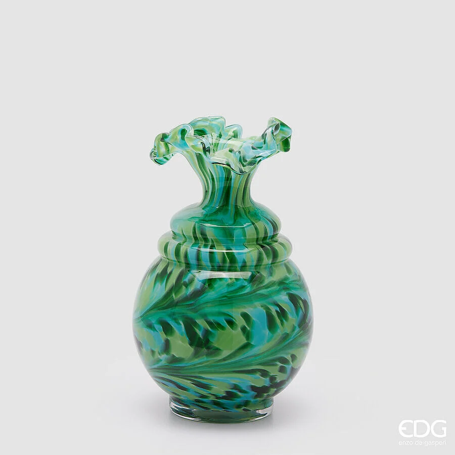 EDG Enzo De Gasperi Vaso Macula Bottiglia H 31 Cm D 19 Cm Vetro Green