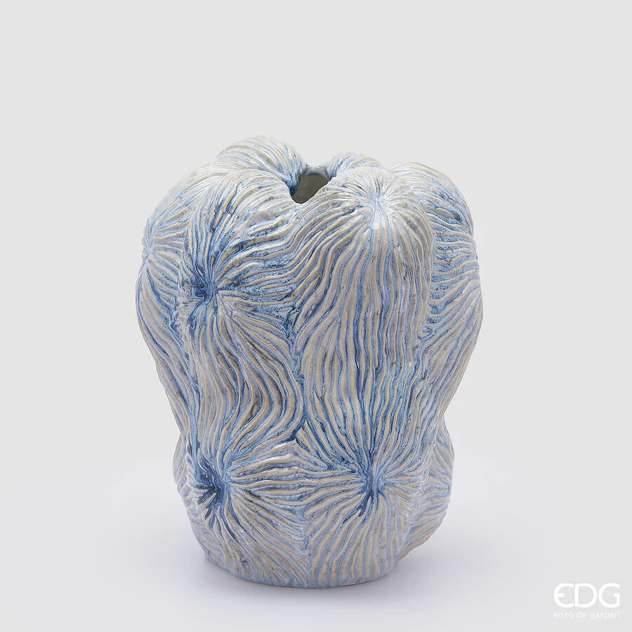 EDG Enzo De Gasperi Vaso Chakra Marino H 30 Cm D 24,45Cm Waterproof White Blue