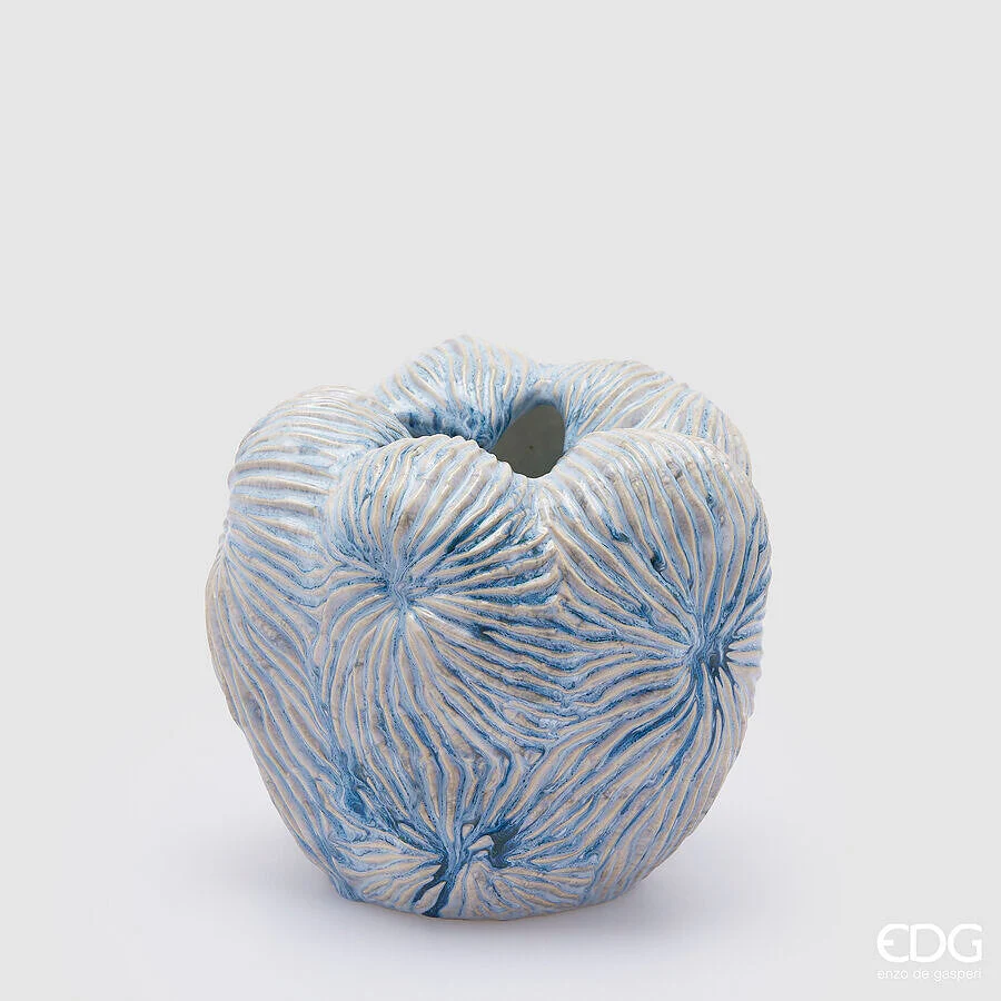 EDG Enzo De Gasperi Vaso Chakra Marino H 21 Cm D 22 Cm Waterproof White Blue