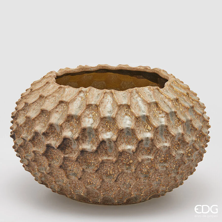 EDG Enzo De Gasperi Vaso Chakra Scaglie H 25 Cm D 40,5 Cm Waterproof Hazelnut