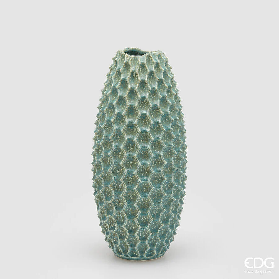 EDG Enzo De Gasperi Vaso Chakra Scaglie H 36,5 Cm D 17 Cm Waterproof Azure