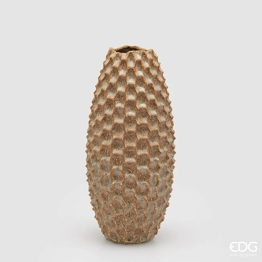 EDG Enzo De Gasperi Vaso Chakra Scaglie H 36,5 Cm D 17 Cm Waterproof Hazelnut