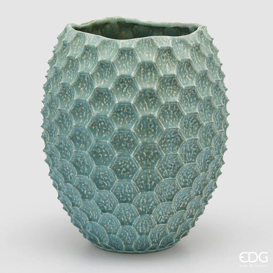 EDG Enzo De Gasperi Vaso Chakra Scaglie H 39,5 Cm D 34 Cm Waterproof Azure