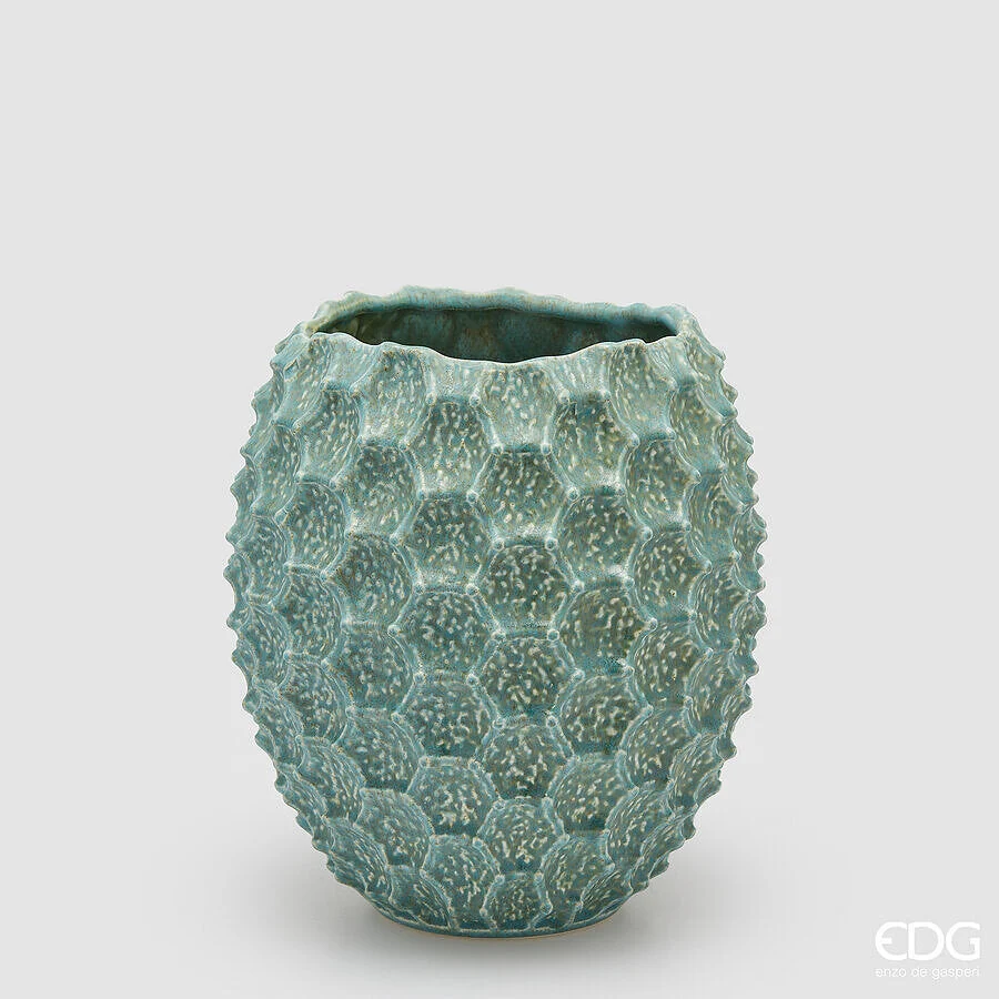 EDG Enzo De Gasperi Vaso Chakra Scaglie H 30 Cm D 26 Cm Waterproof Azure