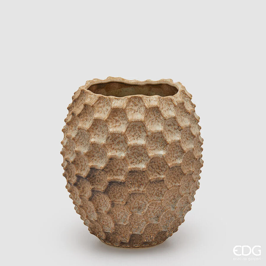 EDG Enzo De Gasperi Vaso Chakra Scaglie H 30 Cm D 26 Cm Waterproof Hazelnut