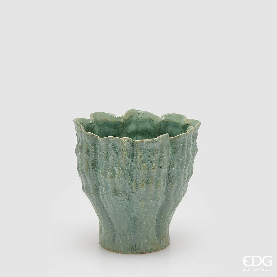 EDG Enzo De Gasperi Vaso Chakra Fiore del Mare H 20,5 Cm D 21 Cm Waterproof Turquoise