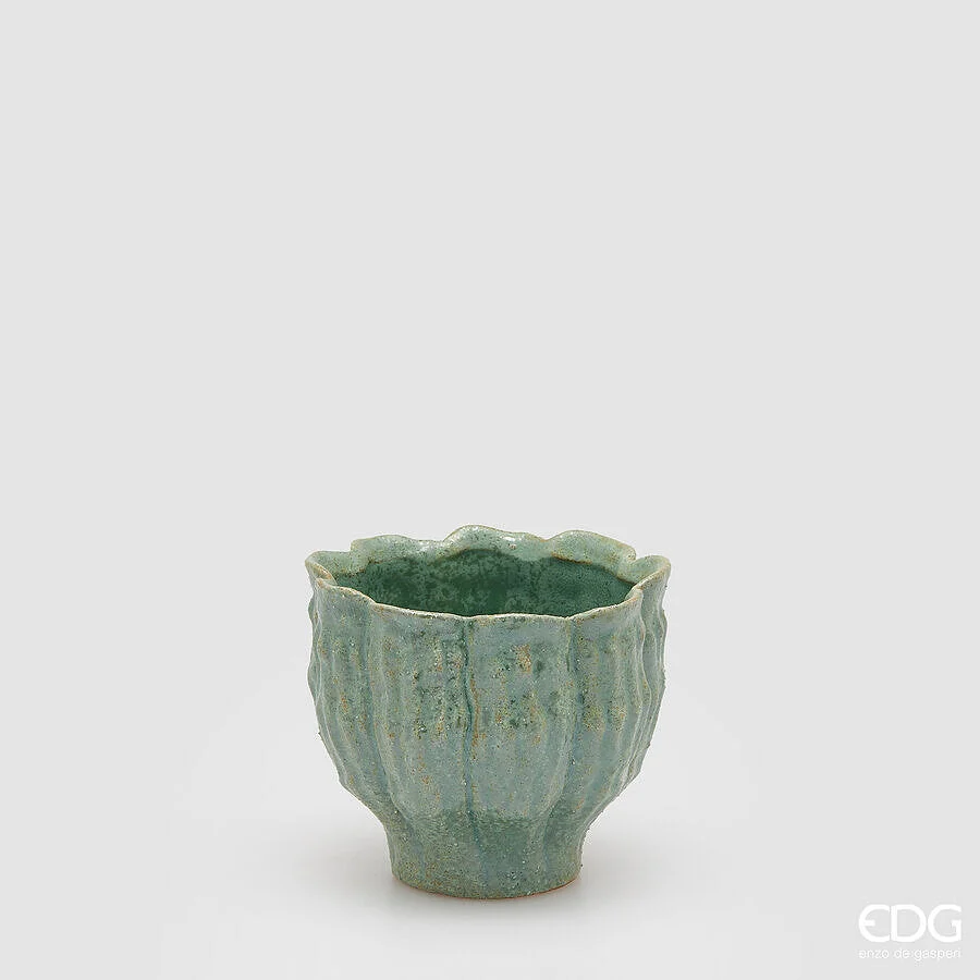EDG Enzo De Gasperi Vaso Chakra Fiore del Mare H 15 Cm D 16,5 Cm Waterproof Turquoise