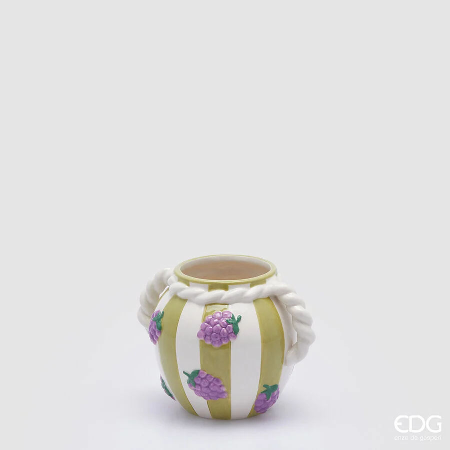 EDG Enzo De Gasperi Vaso Lamponi H 13 D 14 Cm Ceramica Green Mix