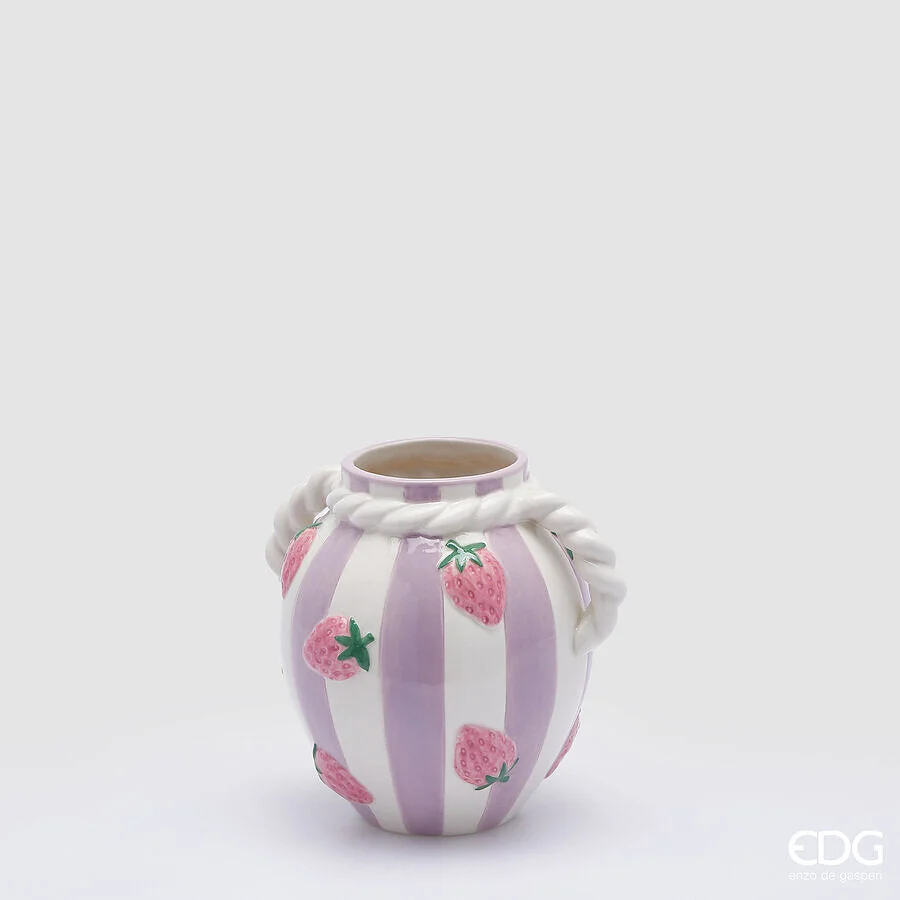 EDG Enzo De Gasperi Vaso Fragole H 17 D 16 Cm Ceramica Violet