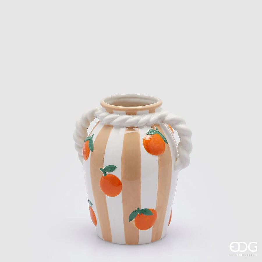 EDG Enzo De Gasperi Vaso Arance H 22 D 16 Cm Ceramica Green Mix