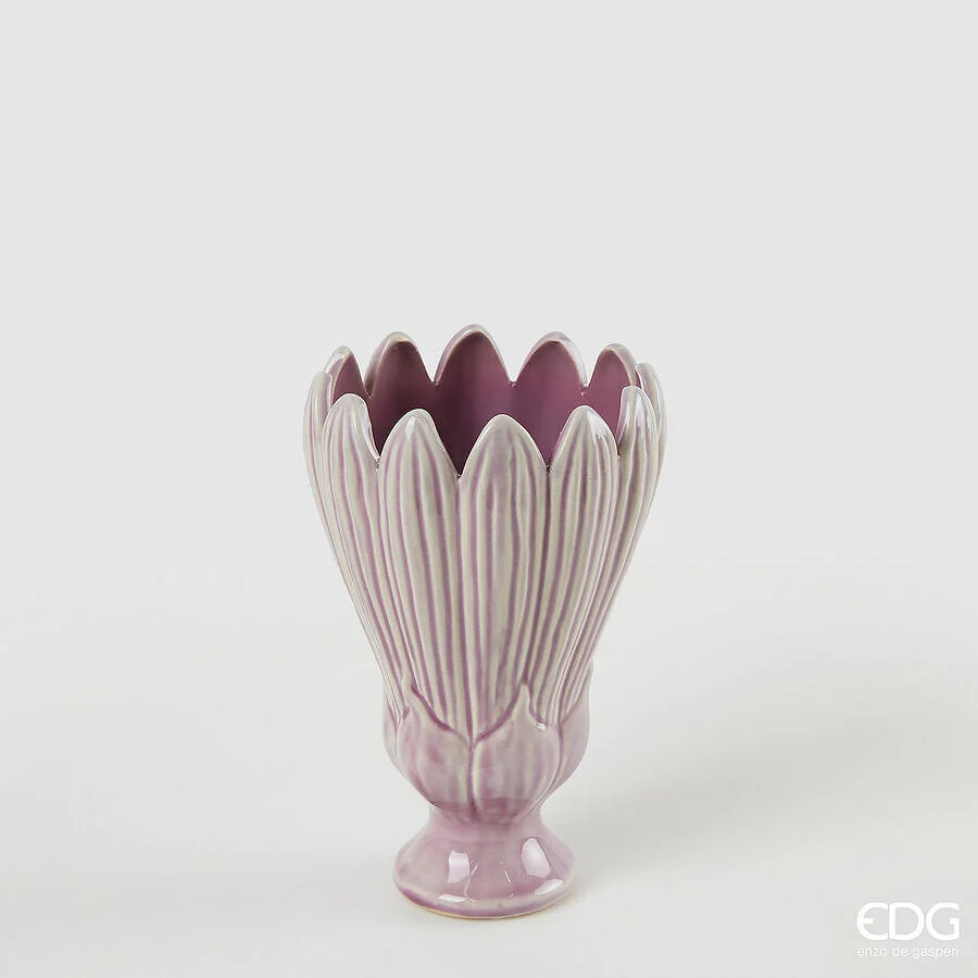 EDG Enzo De Gasperi Vaso Freaky Foglie Coppa H 21 Cm D 13,5 Cm Ceramica Waterproof Purple