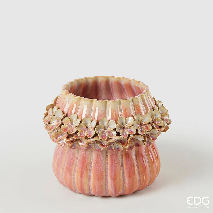 EDG Enzo De Gasperi Vaso Freaky Decoflor H 15,5 Cm D 19 Cm Ceramica Waterproof Pink