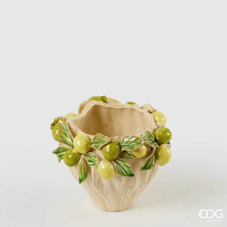 EDG Enzo De Gasperi Vaso Freaky Limoni Ciotola H 15,5 Cm D 19,5 Cm Ceramica Waterproof Yellow Green