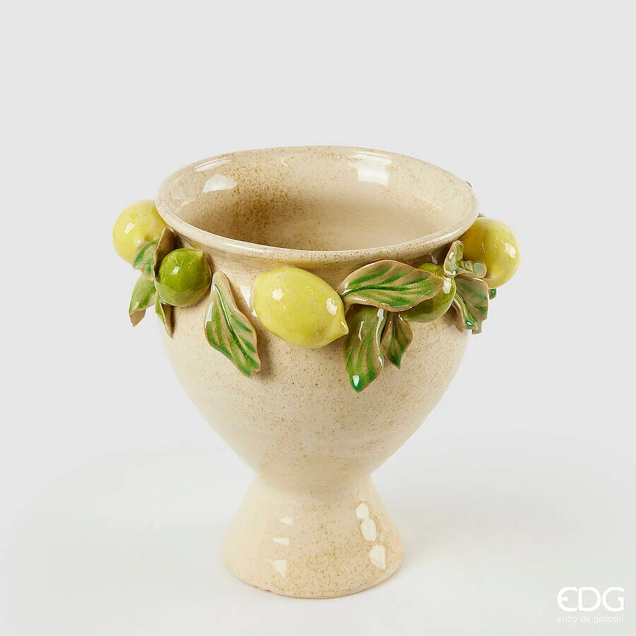 EDG Enzo De Gasperi Vaso Freaky Limoni Coppa H 26,5 Cm D 26,5 Cm Ceramica Waterproof Yellow Green