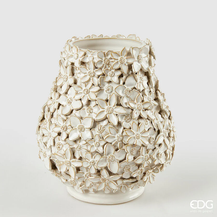 EDG Enzo De Gasperi Vaso Freaky Fiorimix H 31 Cm D 27 Cm Ceramica Waterproof White