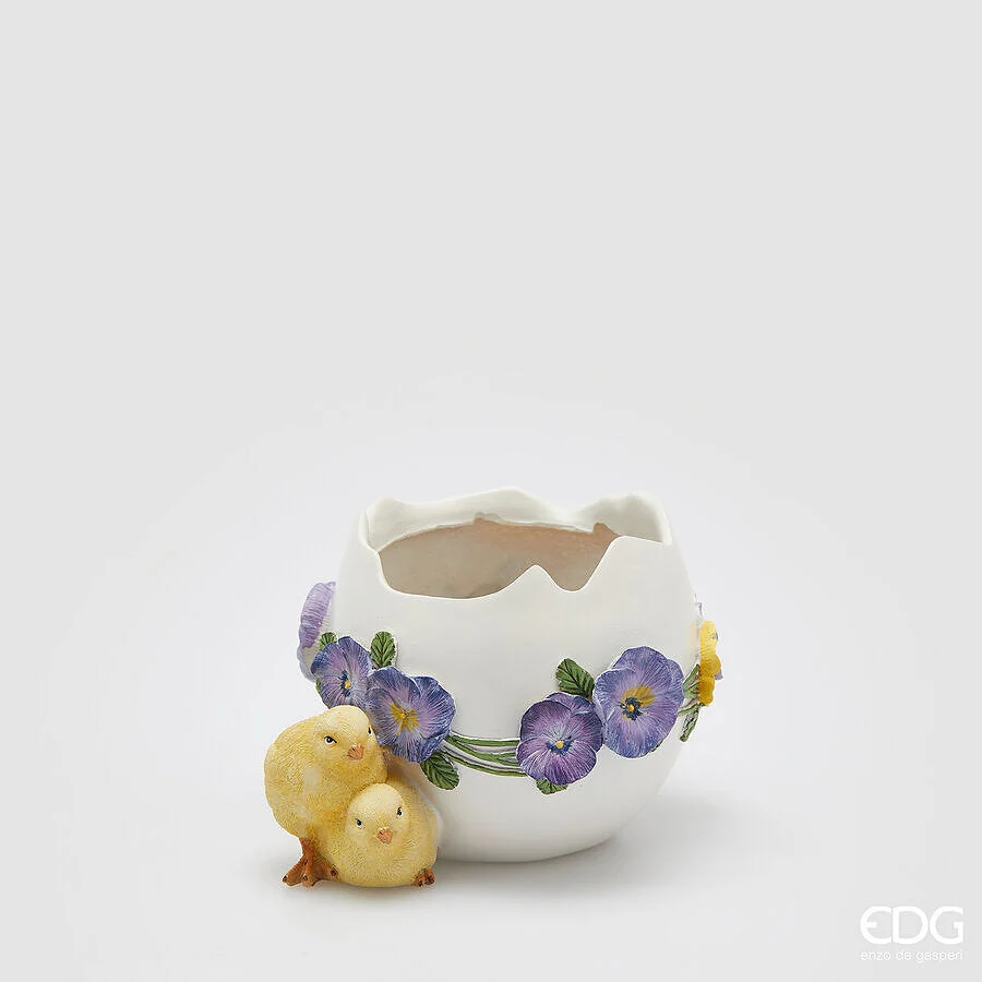 EDG Enzo De Gasperi Vaso Uovo Pulcino H 14 Cm L 21 Cm L 17,5 Cm Multicolor