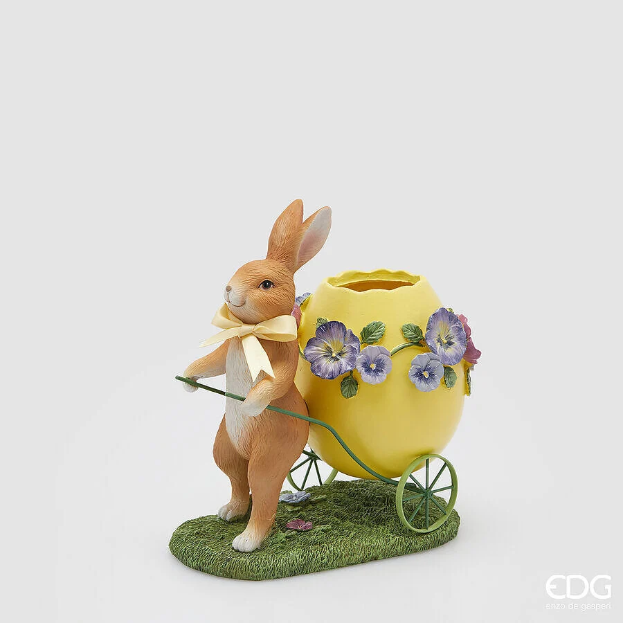 EDG Enzo De Gasperi Vaso Uovo Coniglio H 24 Cm L 23 Cm L 13 Cm Multicolor