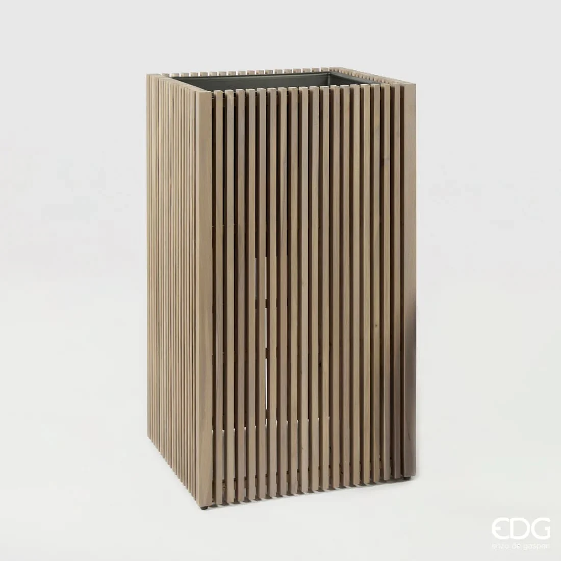 EDG Enzo De Gasperi Vaso Listelli Qudrato Legno di Acacia Grey 90 x 51 x 51 Cm