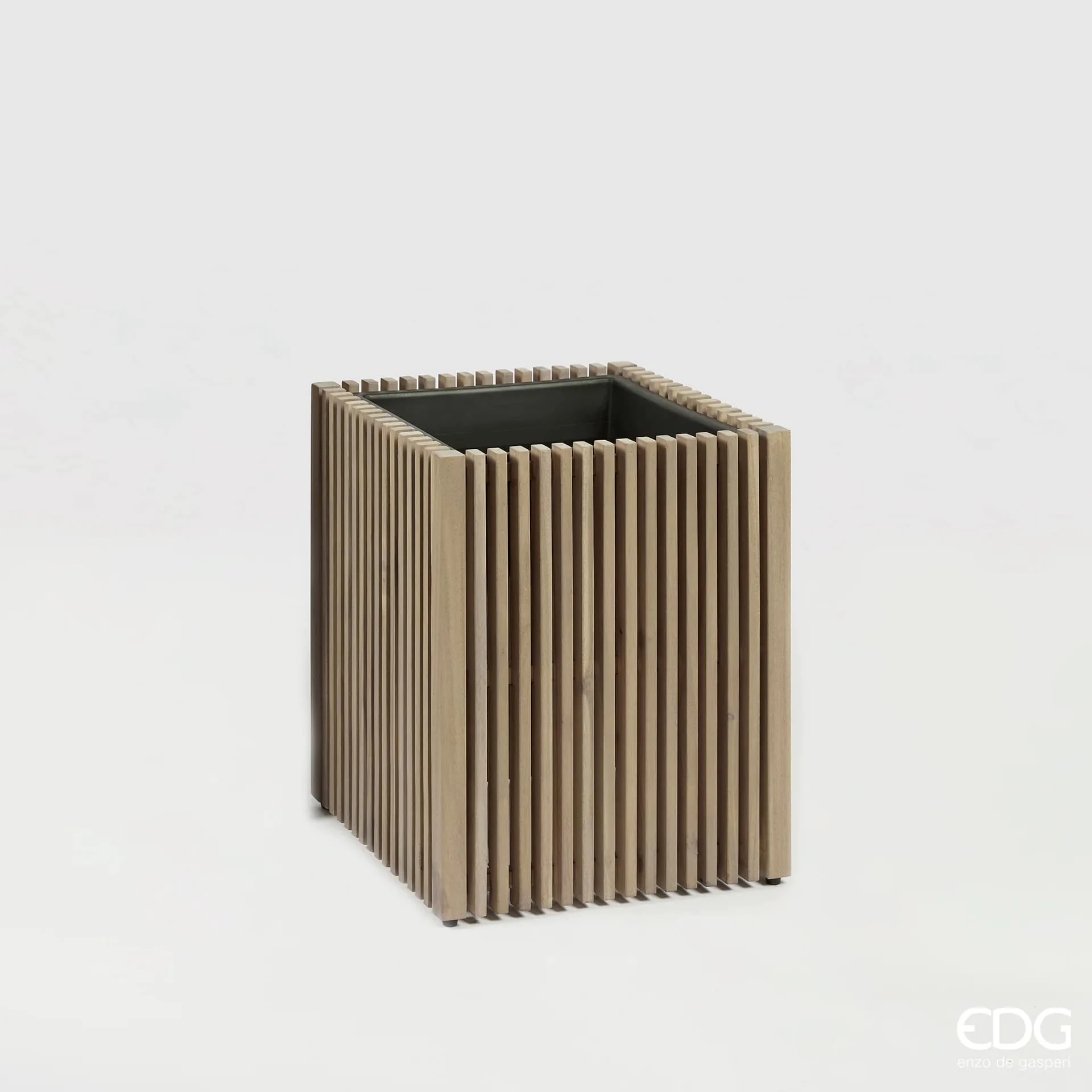 EDG Enzo De Gasperi Vaso Listelli Quadrato Grey Acacia 42 cm
