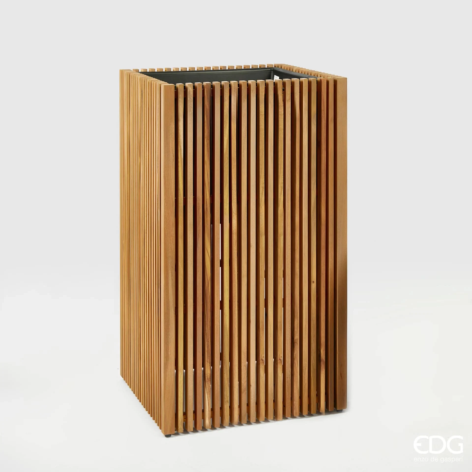 EDG Enzo De Gasperi Vaso Listelli Qudrato Legno di Acacia Brown 90 x 51 x 51 Cm