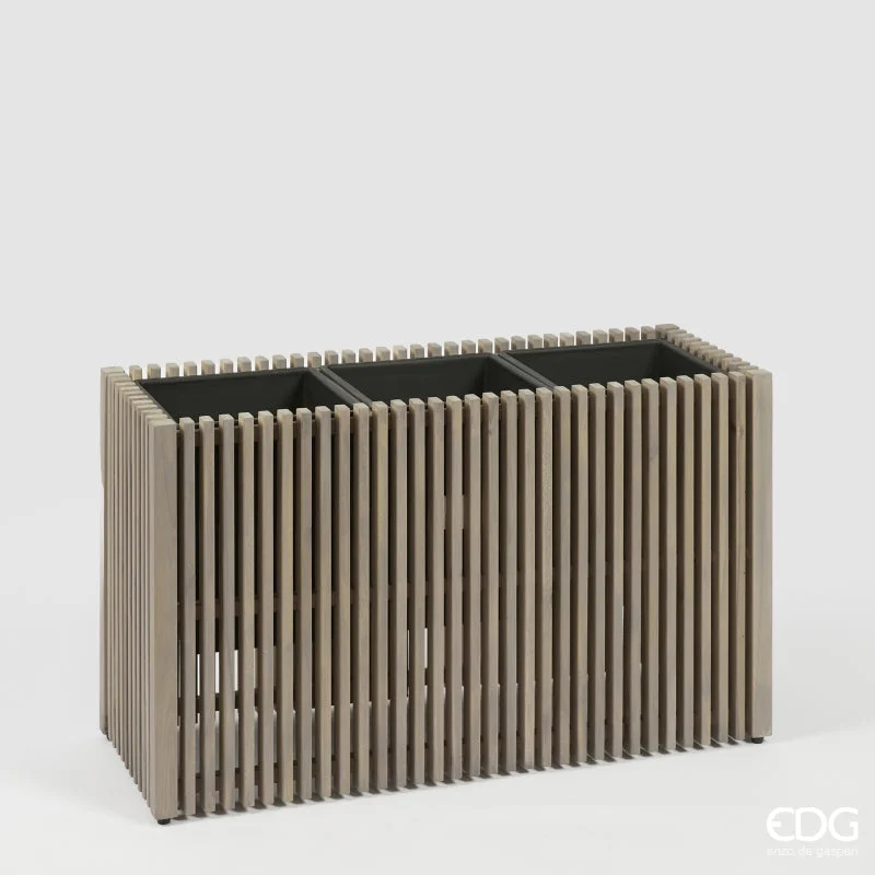 EDG Enzo De Gasperi Vaso Listelli Rettangolare Grey Acacia 86 cm