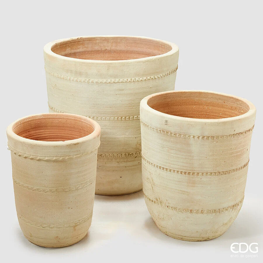 EDG Enzo De Gasperi Set 3 Pz Vaso Terracotta Rotondo H 60 Cm H 47 Cm H 40 Cm Rust Waterproof