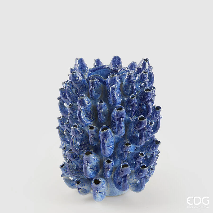 EDG Enzo De Gasperi Vaso Chakra Pesci H 32 Cm D 25 Cm Waterproof  Blue
