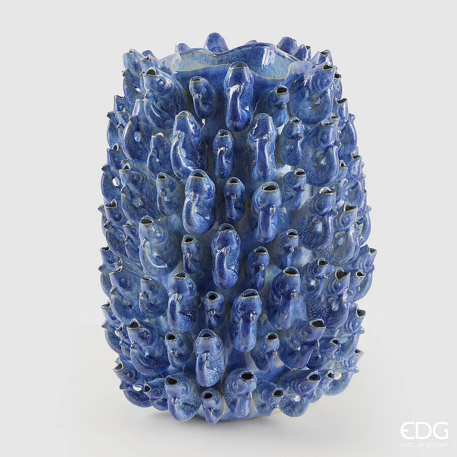 EDG Enzo De Gasperi Vaso Chakra Pesci H 47 Cm D 36 Cm Waterproof  Blue
