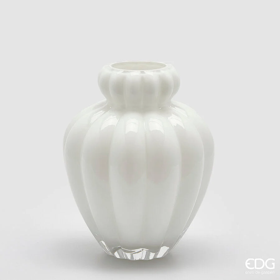 EDG Enzo De Gasperi Vaso Chignon H 28 Cm D 22 Cm Vetro White