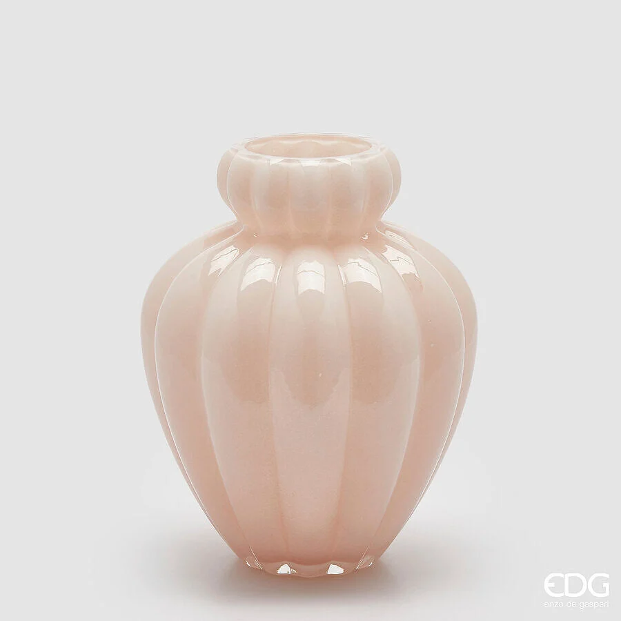EDG Enzo De Gasperi Vaso Chignon H 28 Cm D 22 Cm Vetro Pale Pink