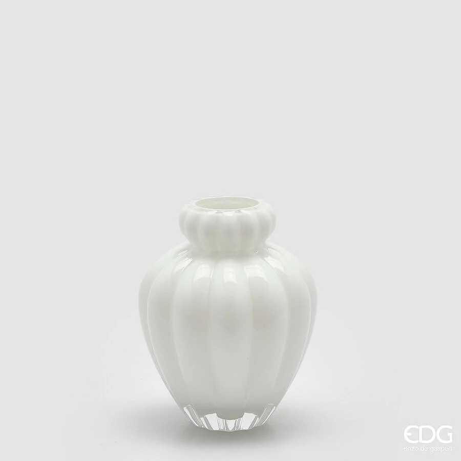 EDG Enzo De Gasperi Vaso Chignon H 20 Cm D 16 Cm Vetro White