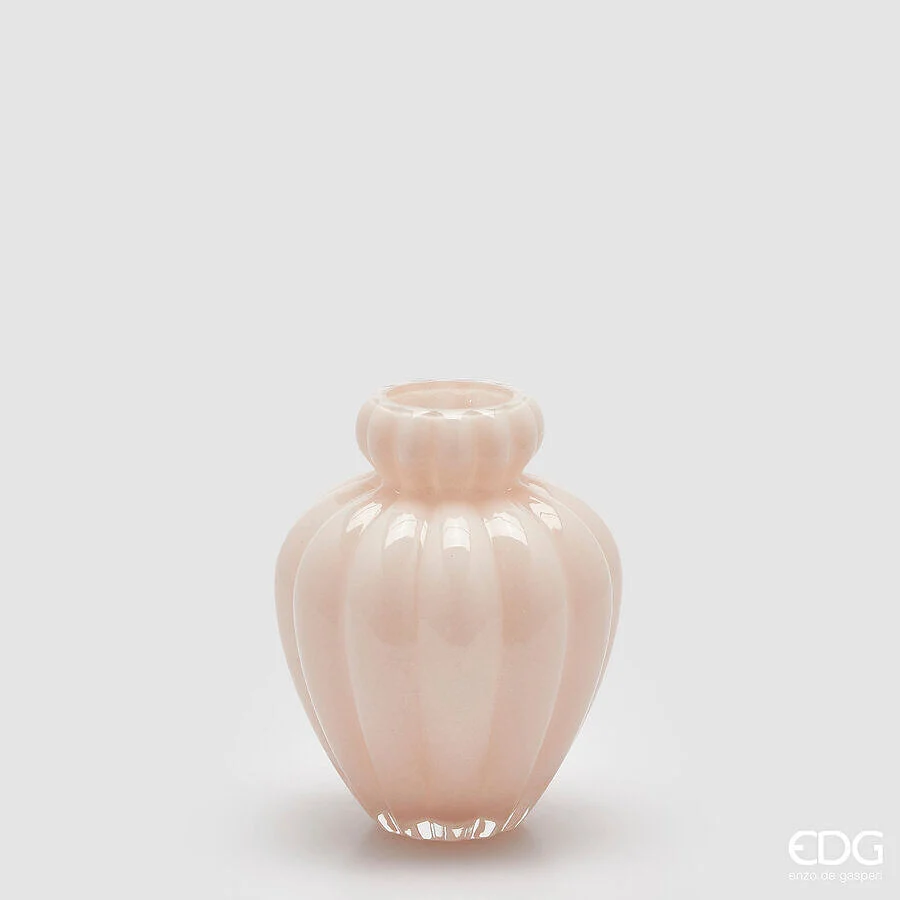 EDG Enzo De Gasperi Vaso Chignon H 20 Cm D 16 Cm Vetro Pale Pink