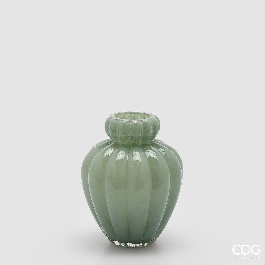 EDG Enzo De Gasperi Vaso Chignon H 20 Cm D 16 Cm Vetro Sage