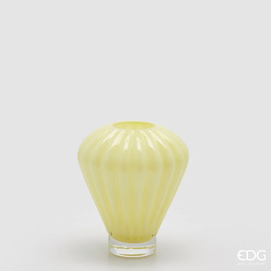EDG Enzo De Gasperi Vaso Diamante H 20 Cm D 17 Cm Vetro Light Yellow