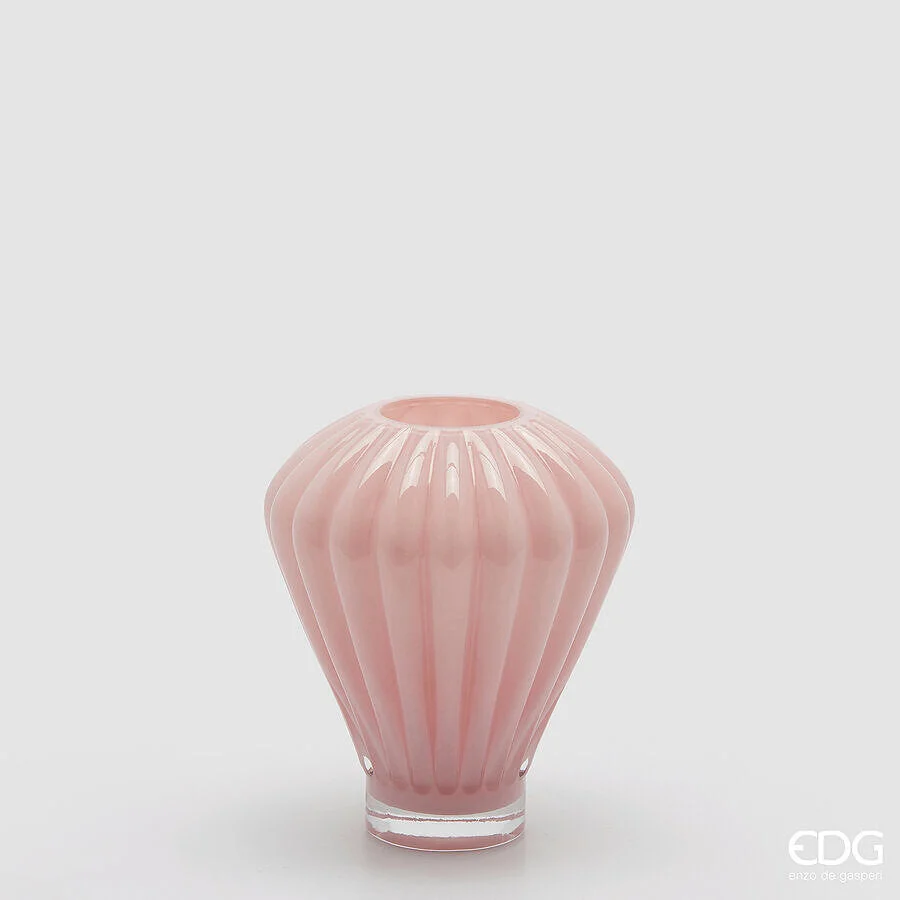 EDG Enzo De Gasperi Vaso Diamante H 20 Cm D 17 Cm Vetro Pink