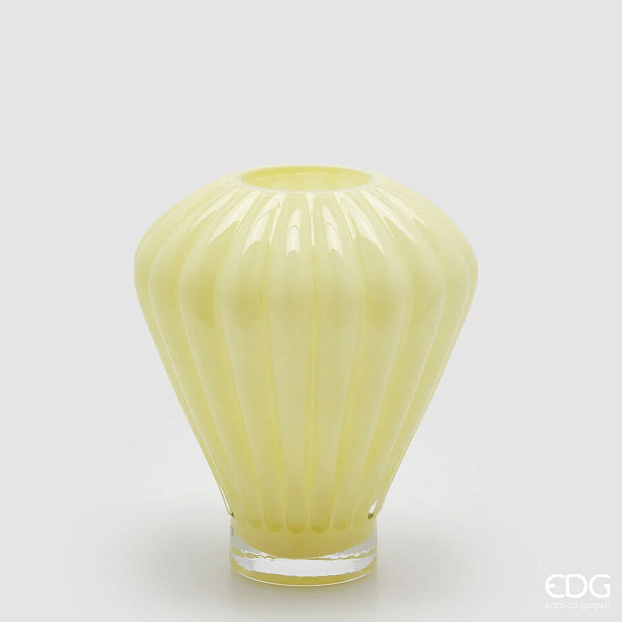 EDG Enzo De Gasperi Vaso Diamante H 27 Cm D 23 Cm Vetro Light Yellow
