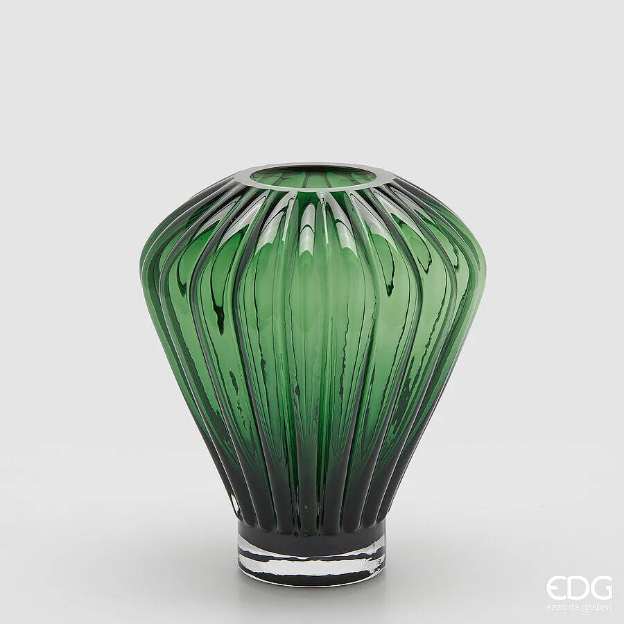 EDG Enzo De Gasperi Vaso Diamante H 27 Cm D 23 Cm Vetro Green